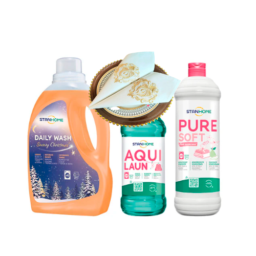 TRIO ROPA (DAILY, AQUILAUN 750ml, PURE SOFT) + 2 SERVILLETAS